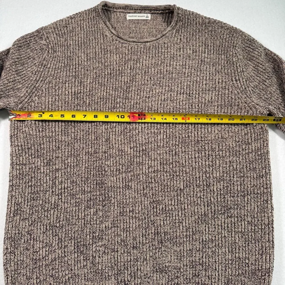 Mutual Weave heavy weight brown knit crewneck pullover sweater men’s XL